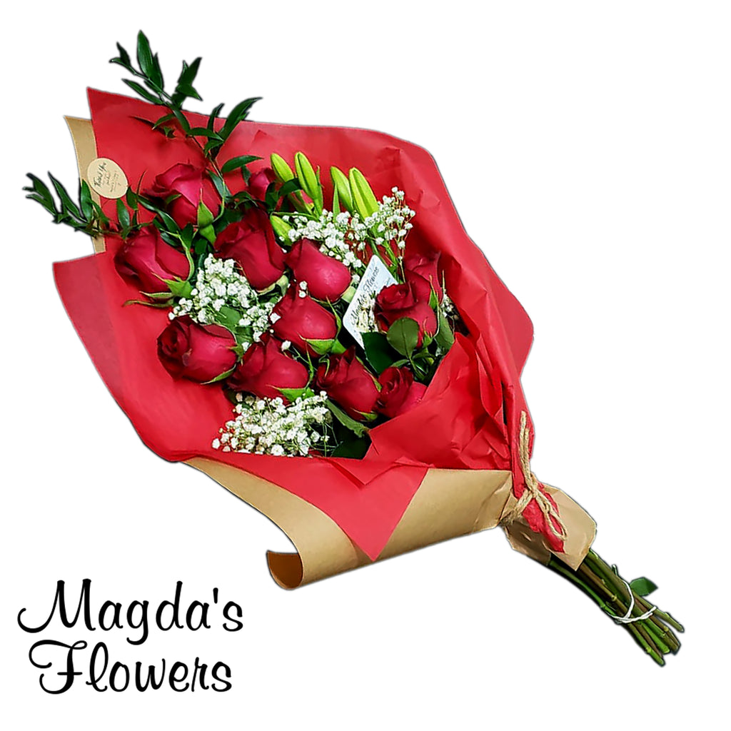 Red Rose Floral Bouqet - Classic Flower designs and more at Magdas Flowers in Salinas