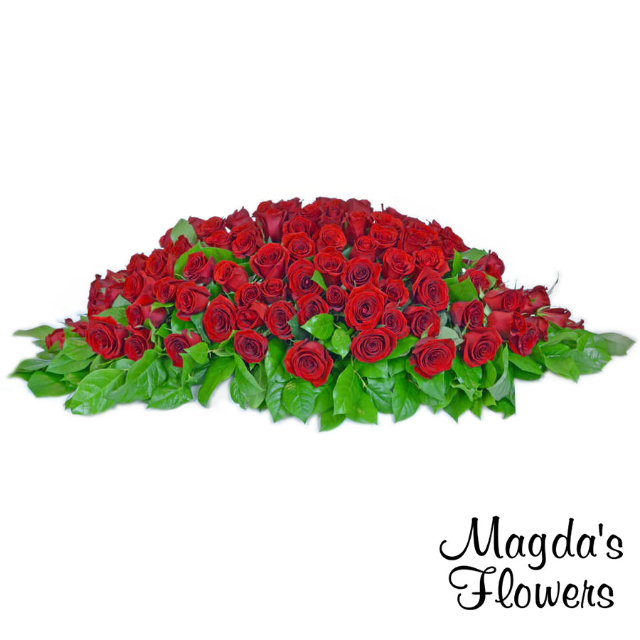 Deluxe Sympathy casket red roses - Order Flowers Online - Salinas Florist, Local Delivery - Magda's Flowers