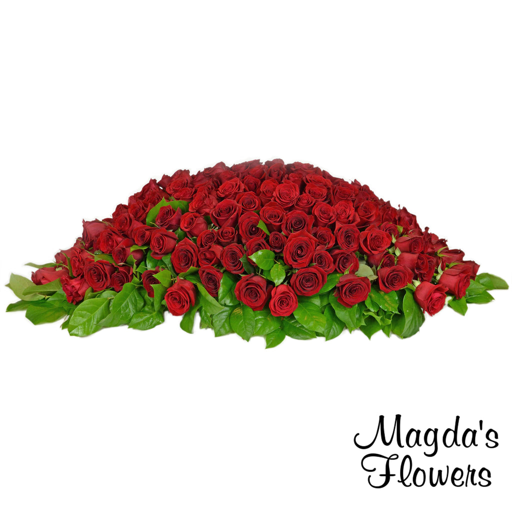 Premium Sympathy casket red roses - Order Flowers Online - Salinas Florist, Local Delivery - Magda's Flowers