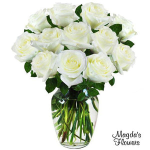 White Rose Floral Vase